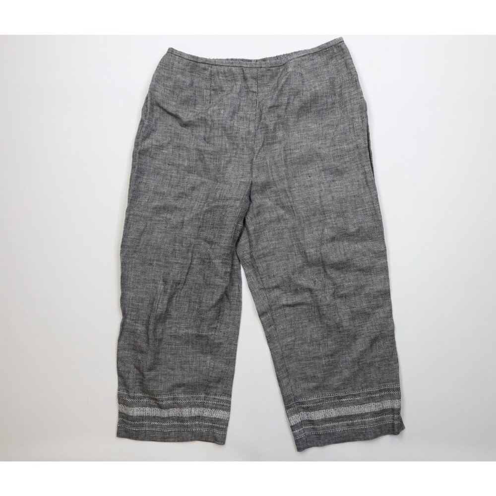 Vintage 90s Y2K Streetwear Womens XL Lagenlook Linen Cropped Harem Capris Pants